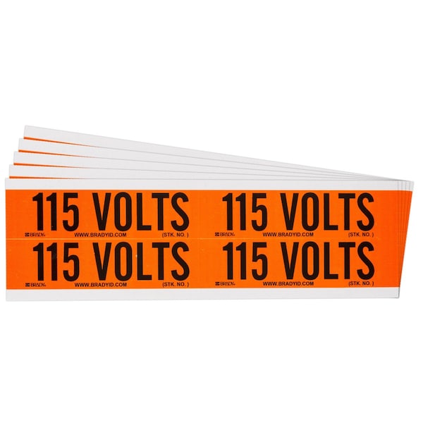 Brady 115 Volts Conduit and Voltage Lbls 1.125 in H x 4.125 in W BK on OR 5/PK 152348 - main